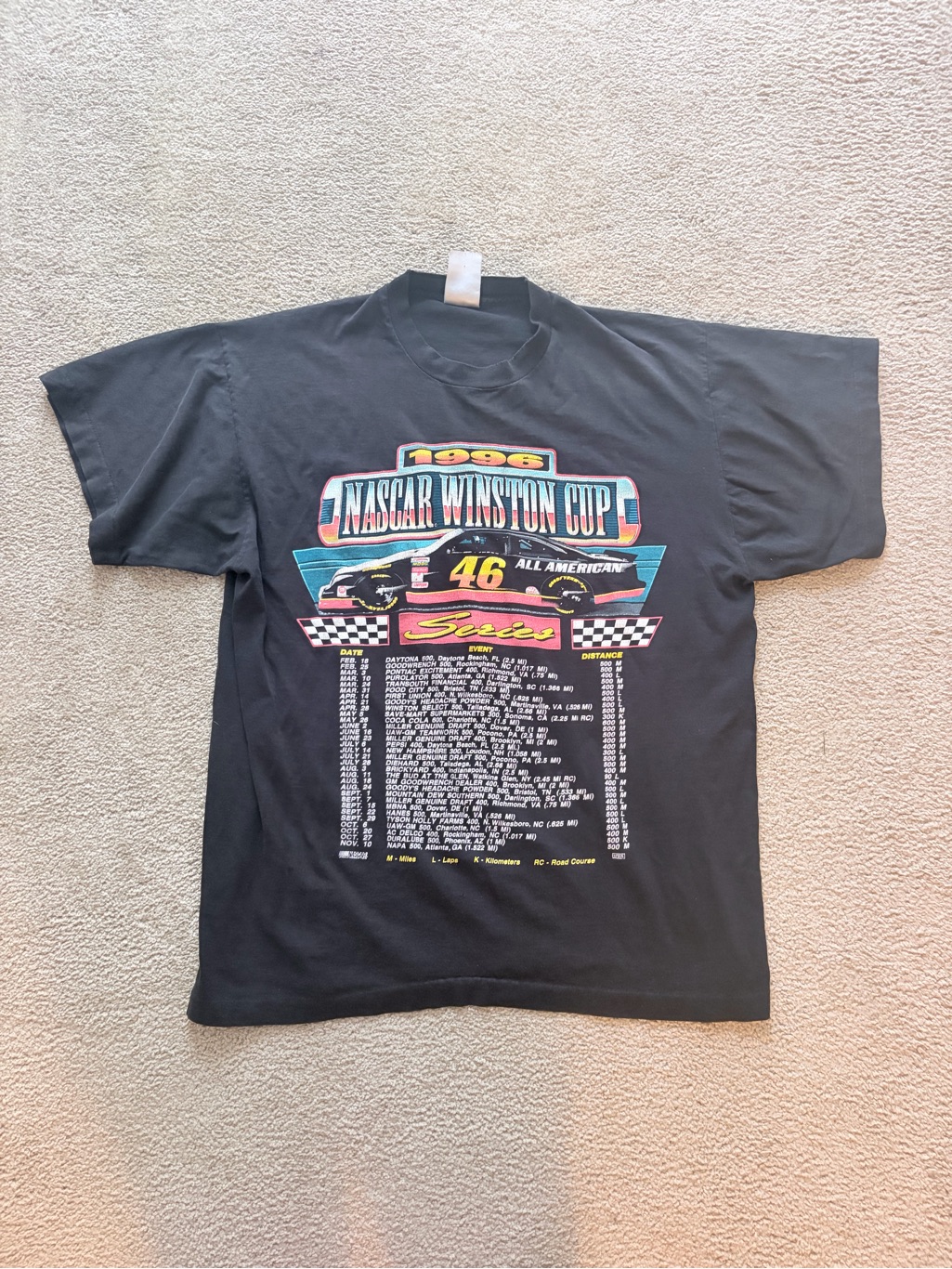 1996 Nascar Winston Cup Series Black Graphic Tee